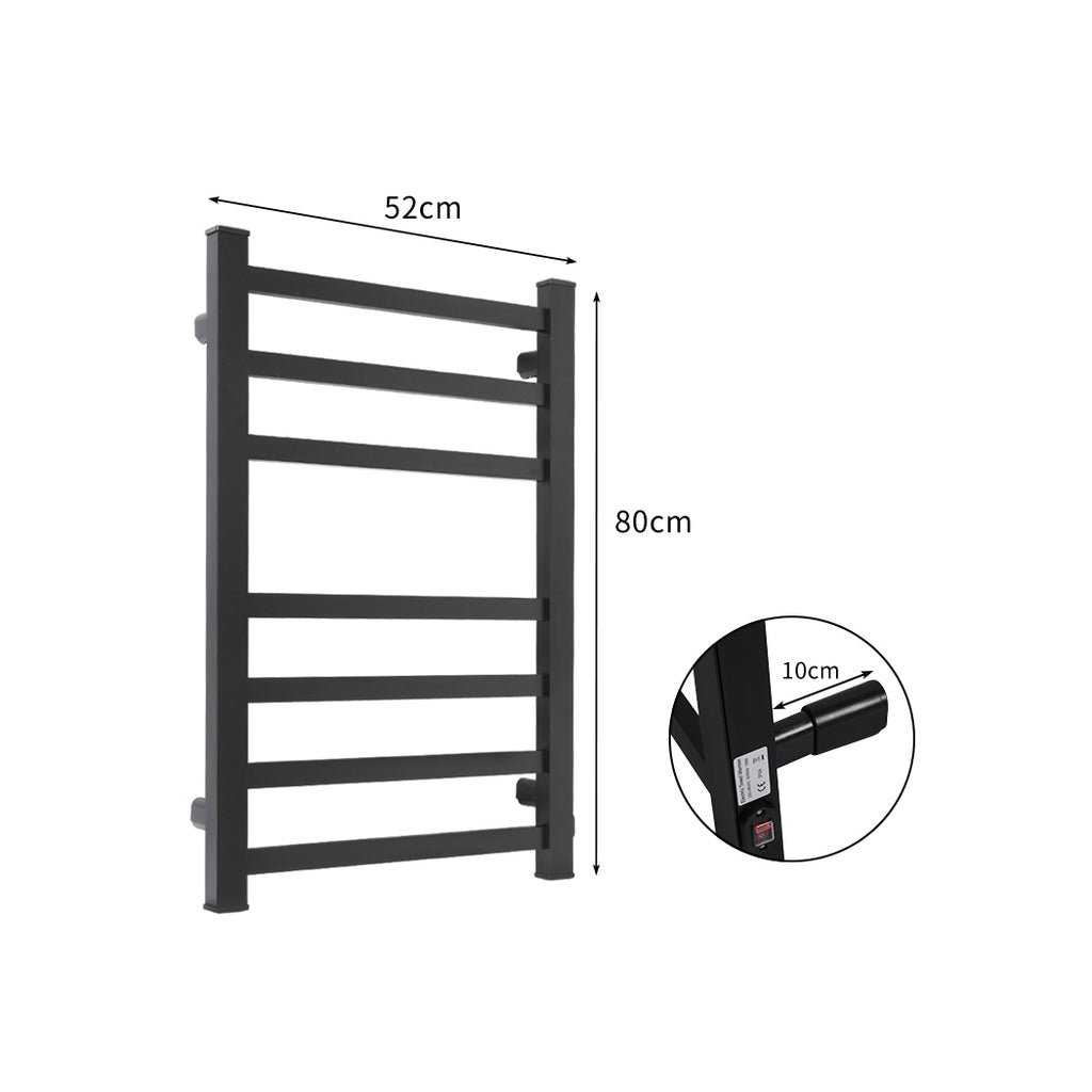 Heated Towel Rail Warmer Rack Wall Mounted Black-1954802747891126274