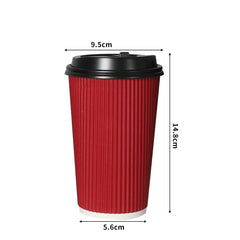 500 Pcs 16oz Disposable Takeaway Coffee Red-1954802897040576514