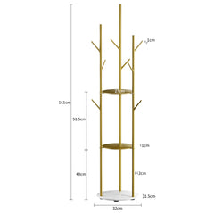 Levede Coat Rack Clothes Stand 8 Hook Organizer Gold-1954803015403835394
