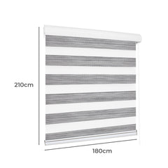 Marlow Blackout Zebra Roller Blind Curtains 180x210 Grey-1954802973611790338