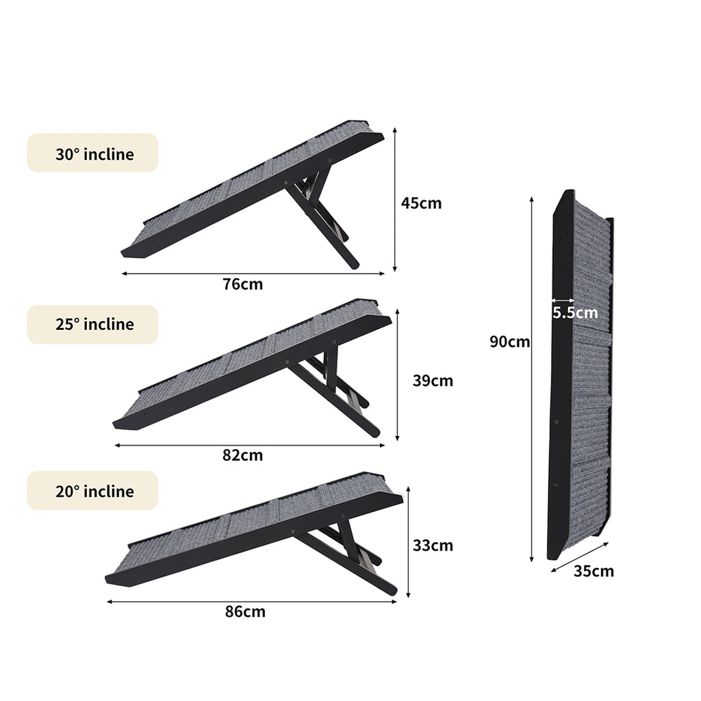 PaWz Adjustable Dog Ramp Height Stair Black-1954802549647347714