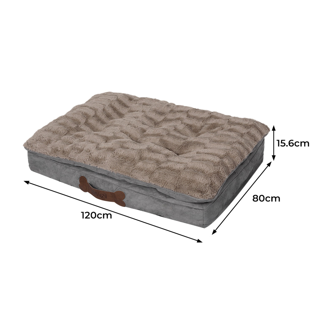 Dog Calming Bed Warm Soft Plush Comfy XL Khaki X-Large-1954802527987961858