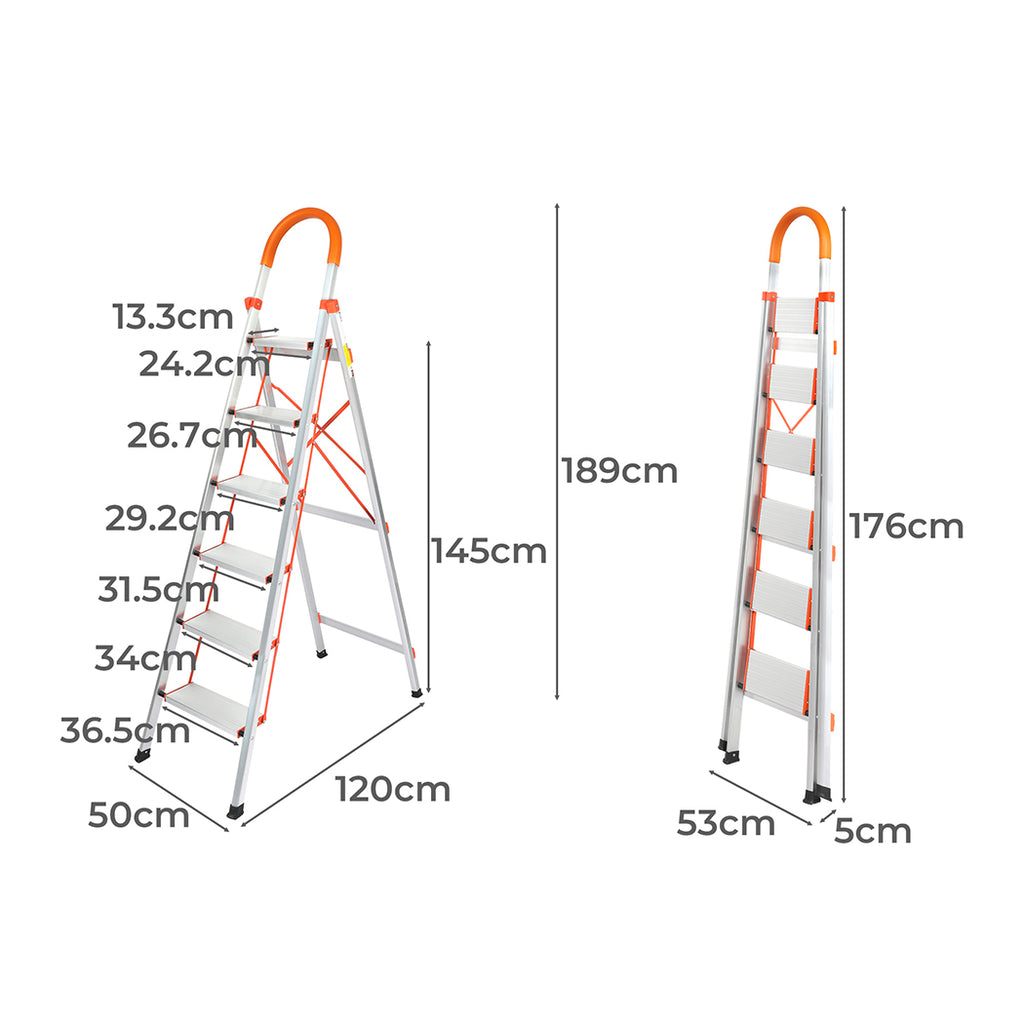 Traderight 6 Step Ladder Folding Aluminium-1954802743508078594