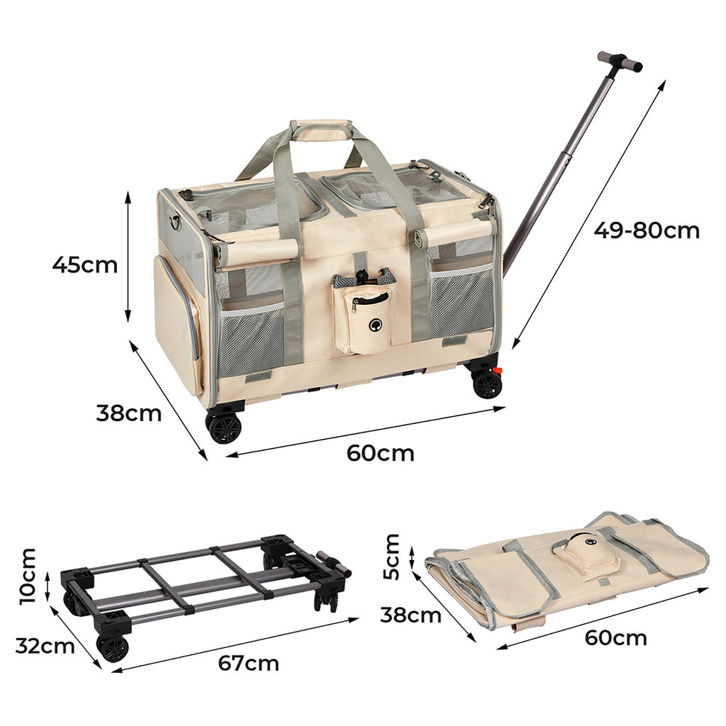 Pawz Pet Carrier 4 Wheel Portable Rolling Foldable-1954802466600128514