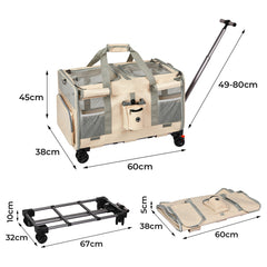 Pawz Pet Carrier 4 Wheel Portable Rolling Foldable-1954802466600128514