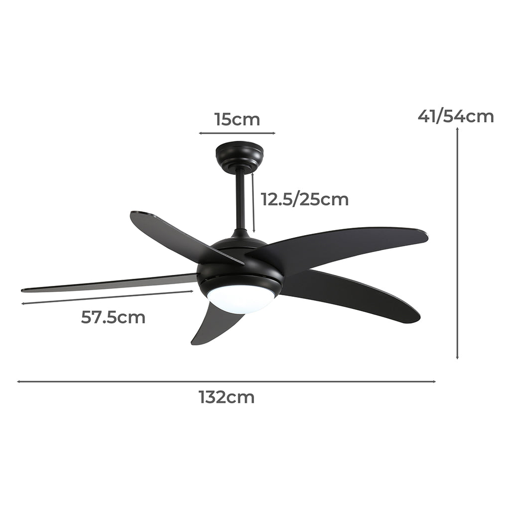 Spector 52'' Ceiling Fan LED Light DC Black-1954802706266853378