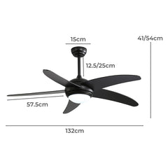 Spector 52'' Ceiling Fan LED Light DC Black-1954802706266853378