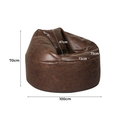 Marlow Bean Bag Chair Cover PU Couch Brown-1966287382361804802