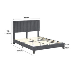 Levede Bed Frame Queen Size Mattress Grey-1954802931446452226