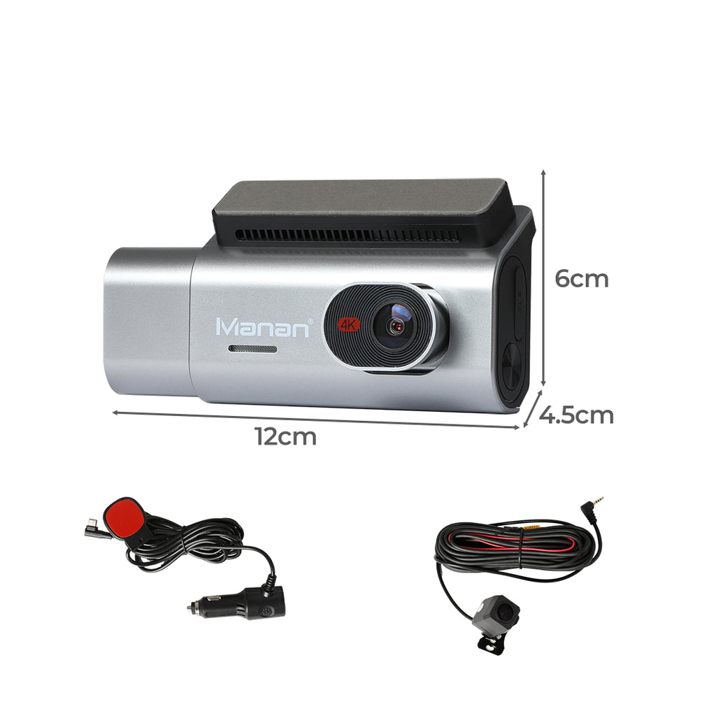 Manan 4K Car Dash Camera Front and Rear Wifi GPS 3 Lens-1954802341643423746