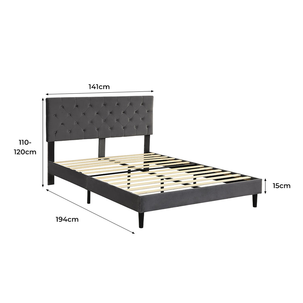 Levede Bed Frame Double Size Mattress Grey-1954802930125246466