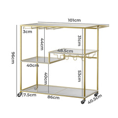 Levede Bar Cart Gold Drinks Serving Trolley 4 Tier-1963748907435560962