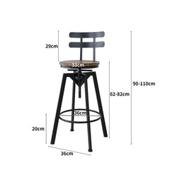 Levede 1x Bar Stool Industrial Adjustable-1954802952325697538