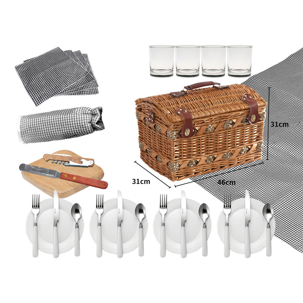 4 Person Picnic Basket Baskets Set Outdoor-1954802901864026114