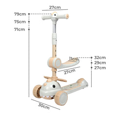 BoPeep Foldable Kids Scooter Flip-able Seat Beige-1954802362019352578