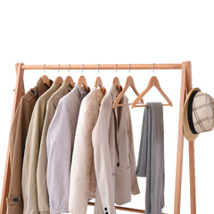Levede Clothes Rack Wooden Wardrobe Natural-1954803003269713923