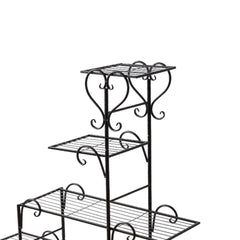Levede Plant Stand Outdoor Indoor Metal Black-1954802662285381635