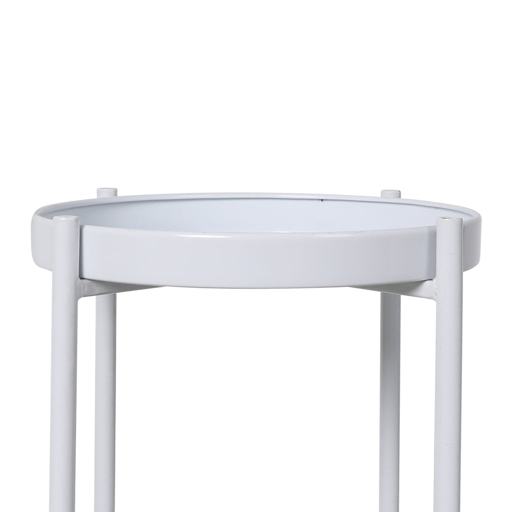 Levede 2 Tiers Plant Stand Metal Flower White Medium-1954802666353856515