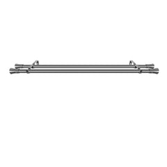 Marlow Silver Double Curtain Rod Steel Pole Pommel Set Extendable Adjustable-1954802388867092483