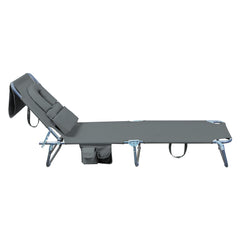 Levede Foldable Beach Lounge Chairs with Face Hole Grey-1954802423352659971