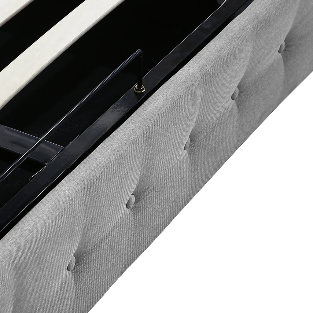 Levede Queen Bed Frame Fabric Tufted Grey-1954802923259170819