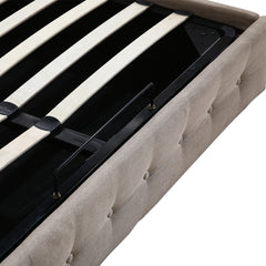 Levede Fabric Bed Frame Queen Tufted Beige-1954802922814574595