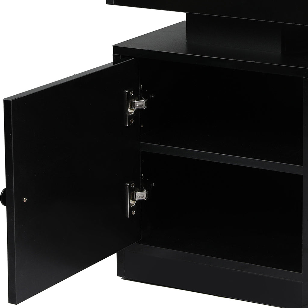 Levede Bedside Table USB Charger Outlet RGB Black-1963748907678830595