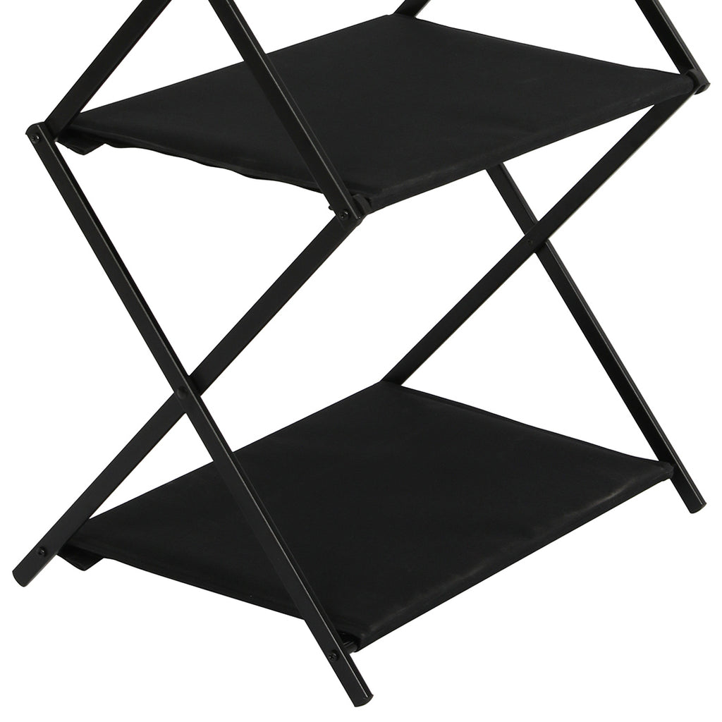 Levede Foldable Camping Storage Shelves 3 Layer with Hooks Black-1954802656971198467