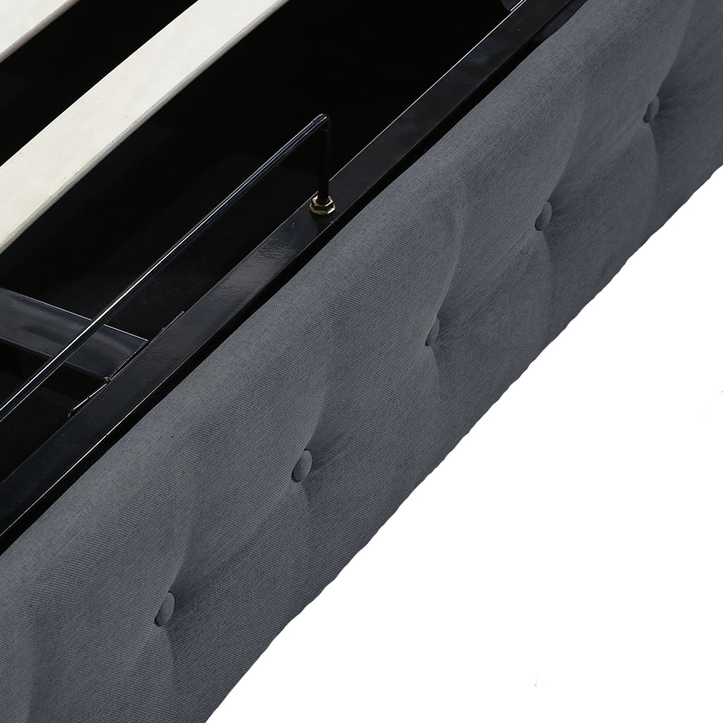 Levede Gas Lift Bed Frame Fabric Base Double Dark Grey-1954802922202206212