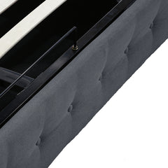 Levede Gas Lift Bed Frame Fabric Base Double Dark Grey-1954802922202206212