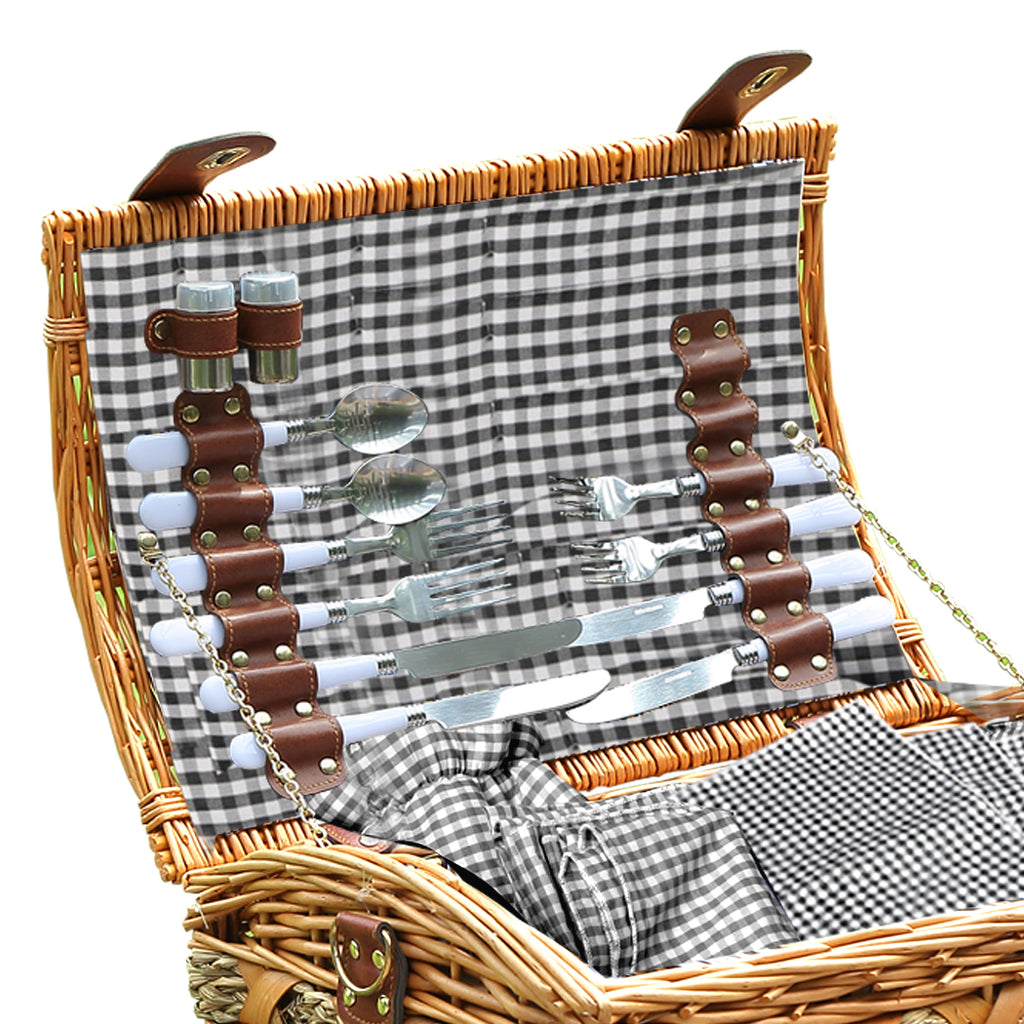 4 Person Picnic Basket Baskets Set Outdoor-1954802901864026116