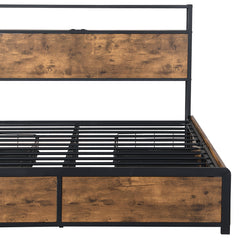 Levede Double Bed Frame RGB LED 4 Drawers USB-1954802376900743172
