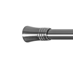 Marlow Silver Double Curtain Rod Steel Pole Pommel Set Extendable Adjustable-1954802388867092484