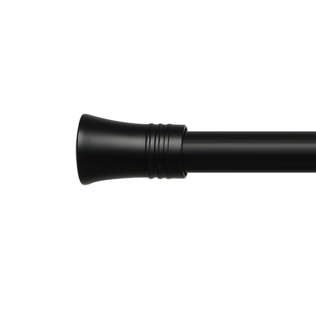 Marlow Black Curtain Rod Steel Quiet Rail Pole Pommel Set Extendable-1954802388346998787