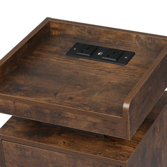 Levede Bedside Table USB Charger Outlet RGB Oak-1963748907892740100