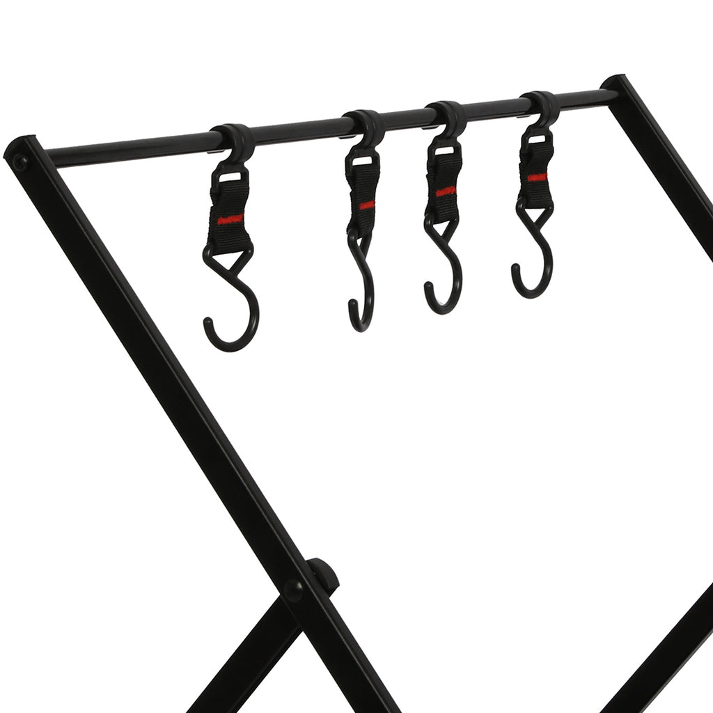 Levede Foldable Camping Storage Shelves 3 Layer with Hooks Black-1954802656971198468
