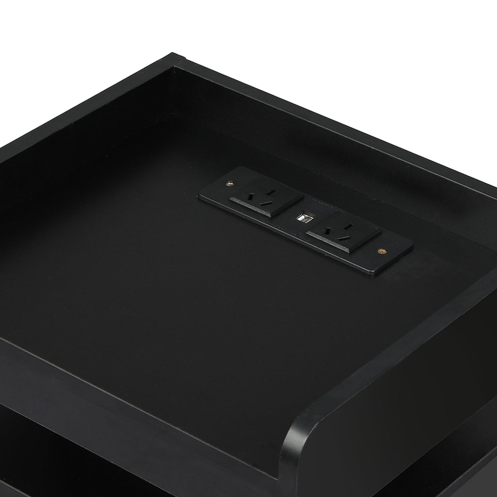 Levede Bedside Table USB Charger Outlet RGB Black-1963748907678830596