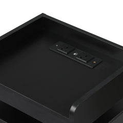 Levede Bedside Table USB Charger Outlet RGB Black-1963748907678830596