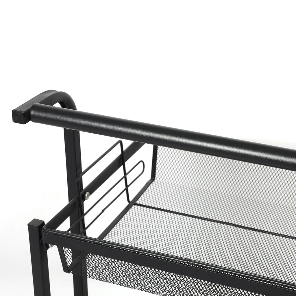 Levede 3 Tier Kitchen Trolley Cart Swivel Black Colour-1954802798449266693