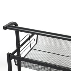 Levede 3 Tier Kitchen Trolley Cart Swivel Black Colour-1954802798449266693