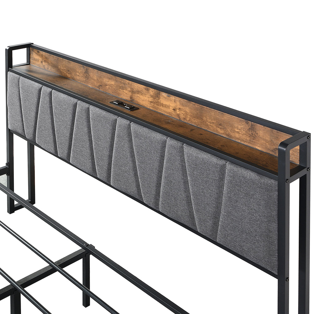 Levede Queen Bed Frame Tufted Headboard USB Charge-1954802934642511877