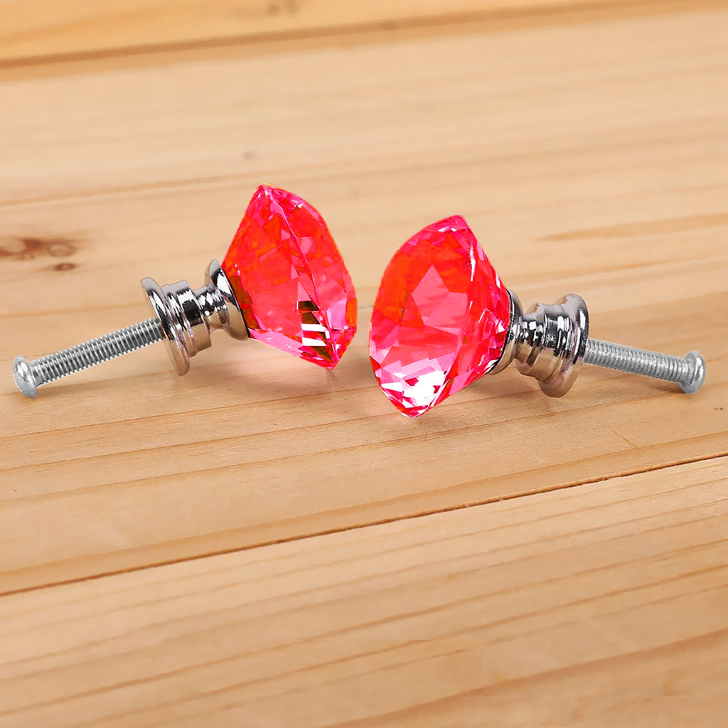 16 Pcs Red Crystal Knobs Diamond 30mm Small Red-1954802684863320069