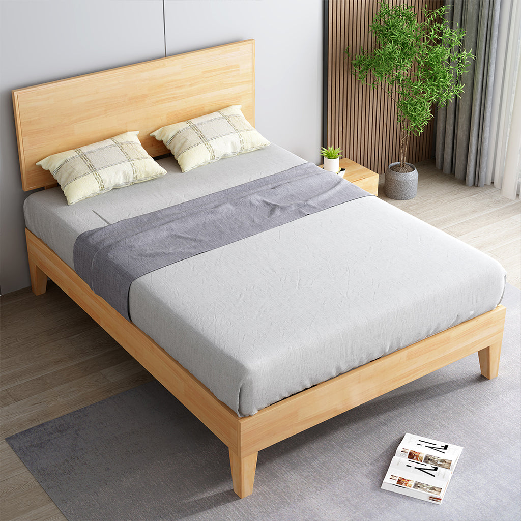 Levede Queen Rubberwood Bed Frame-1954802934042726407