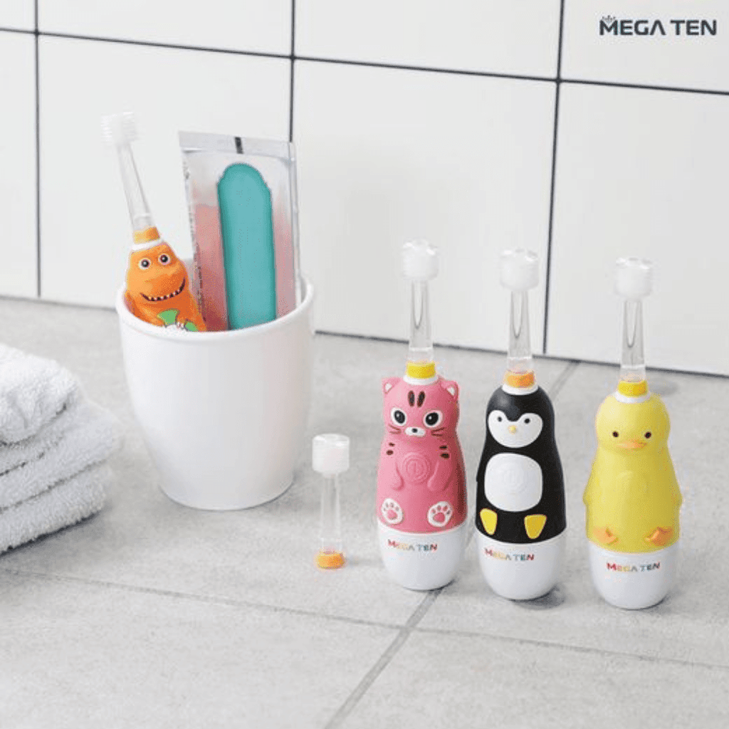MEGA TEN 360-Degree Kids Electric Toothbrush with LED Light 4Yrs+ Black Cat-1954803151374782471