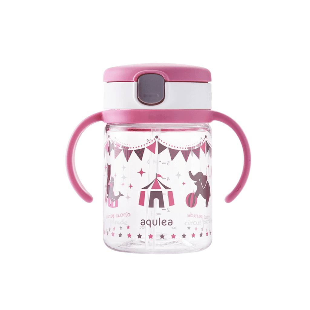 Richell - Aqulea Clear Straw Bottle Mug 200ml Pink Circus-1954803040729042944