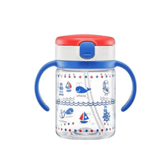 Richell - Aqulea Clear Straw Bottle Mug 200ml Blue Ocean-1954803040892620800