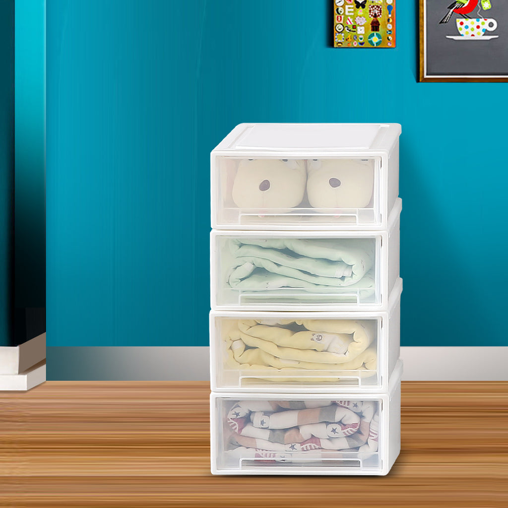 Plastic Storage Drawers Stackable Containers S 4PK Small-1954802598750064646