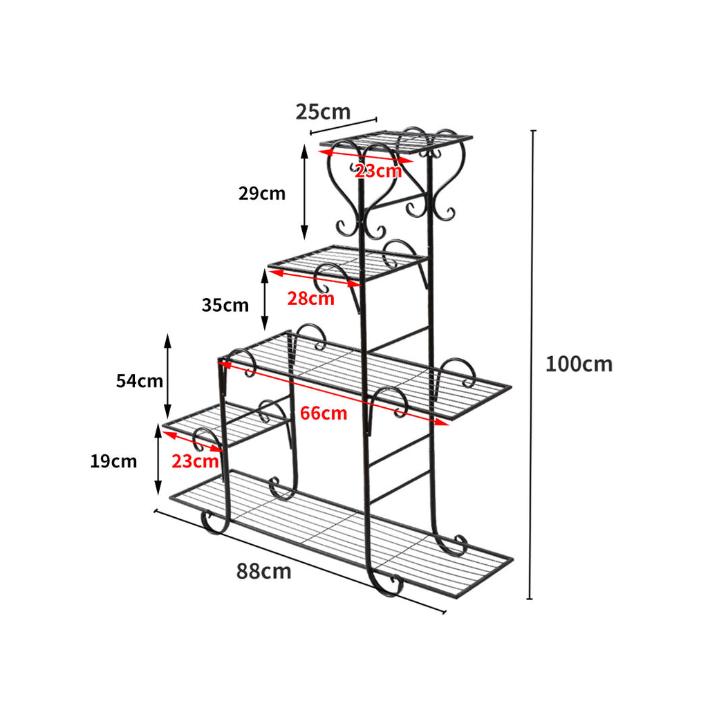 Levede Plant Stand Outdoor Indoor Metal Black-1954802662285381634
