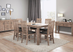 2x Wooden Frame Leatherette in Solid Wood Acacia & Veneer Dining Chairs in Oak Colour