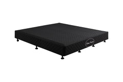 Mattress Base Ensemble King Size Solid Wooden Slat in Black with Removable Cover